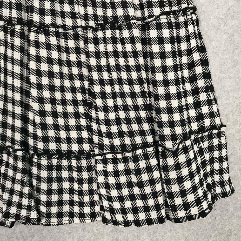 Pink Rose Skirt Womens Small Black White Ruffle Check Gingham Plaid‎ Tiered Twee - Picture 3 of 8